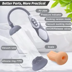 Electric Vacuum Penis Pump with Pocket Pussy, Rechargeable Erection Pump Device, Automatic Male Masturbator Penis Pumps for Men Enlargement Pump Sex Toys Pumps