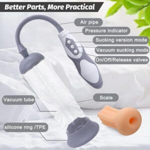 Electric Vacuum Penis Pump with Pocket Pussy, Rechargeable Erection Pump Device, Automatic Male Masturbator Penis Pumps for Men Enlargement Pump Sex Toys Pumps
